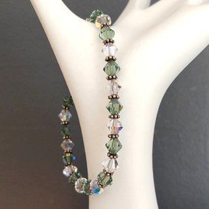 Green and clear crystal toggle bracelet